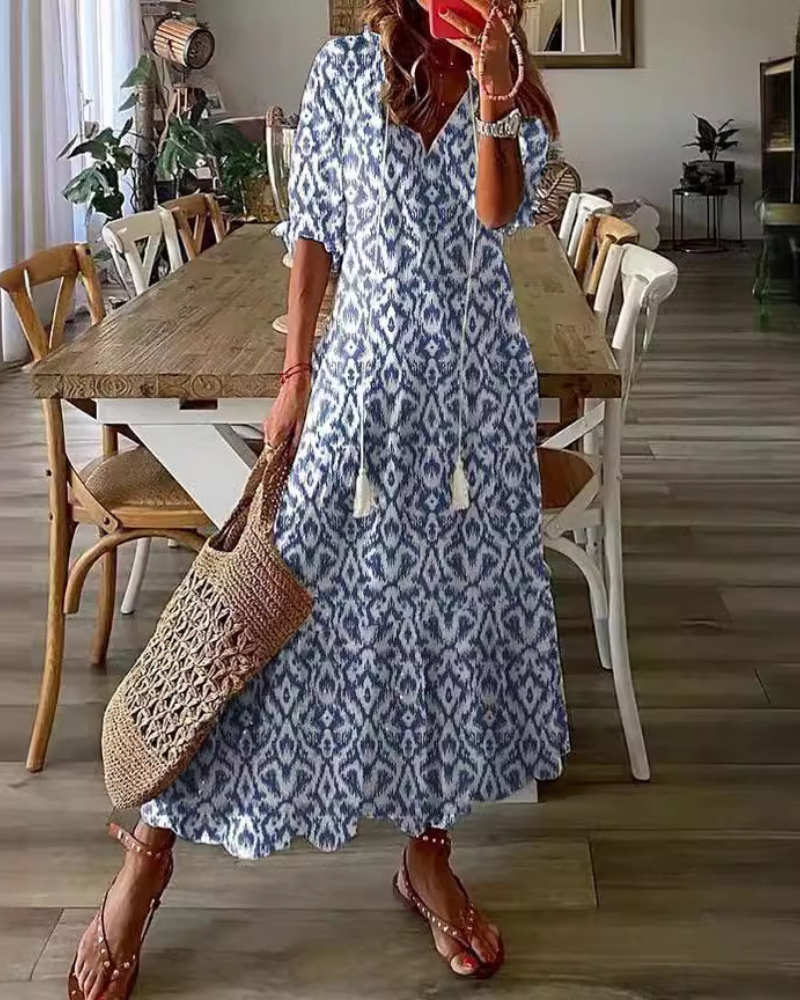 boho dress boutique Dreamy Boho Embroidered Cutout Maxi Dress blue S