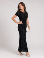 Marie | Short Sleeve Crew Neck Midi Dress