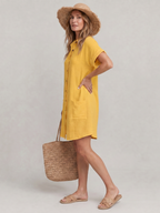 Linon | Short Sleeve Front Pockets Knee Length Dress
