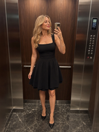 Celen | Sleeveless Square Neck Flared Skirt Mini Dress