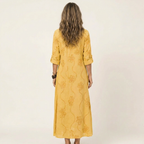 Mariam | Cotton-Linen Maxi Dress with Tonal Floral Embroidery