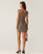 Brown Gingham Slip Mini Dress